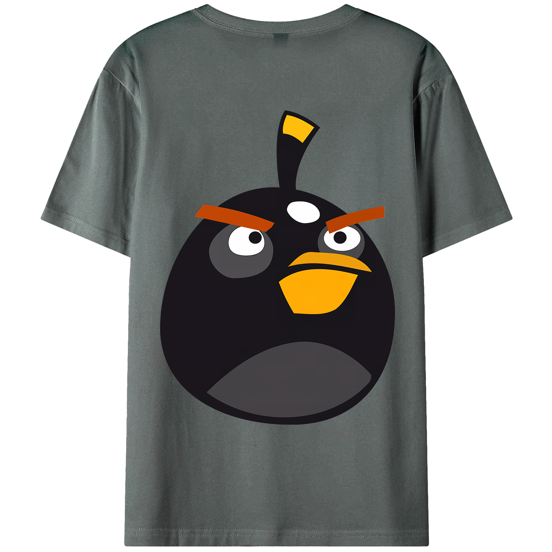 （画像用） Angry Birds アングリーバード 綿100％ メンズ半袖Tシャツ（バックプリント） 通気性